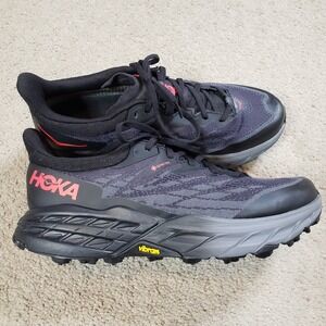 Hoka One One Womens Speedgoat 5 GTX Spikes 10 B Black Red Trail Hiking Running